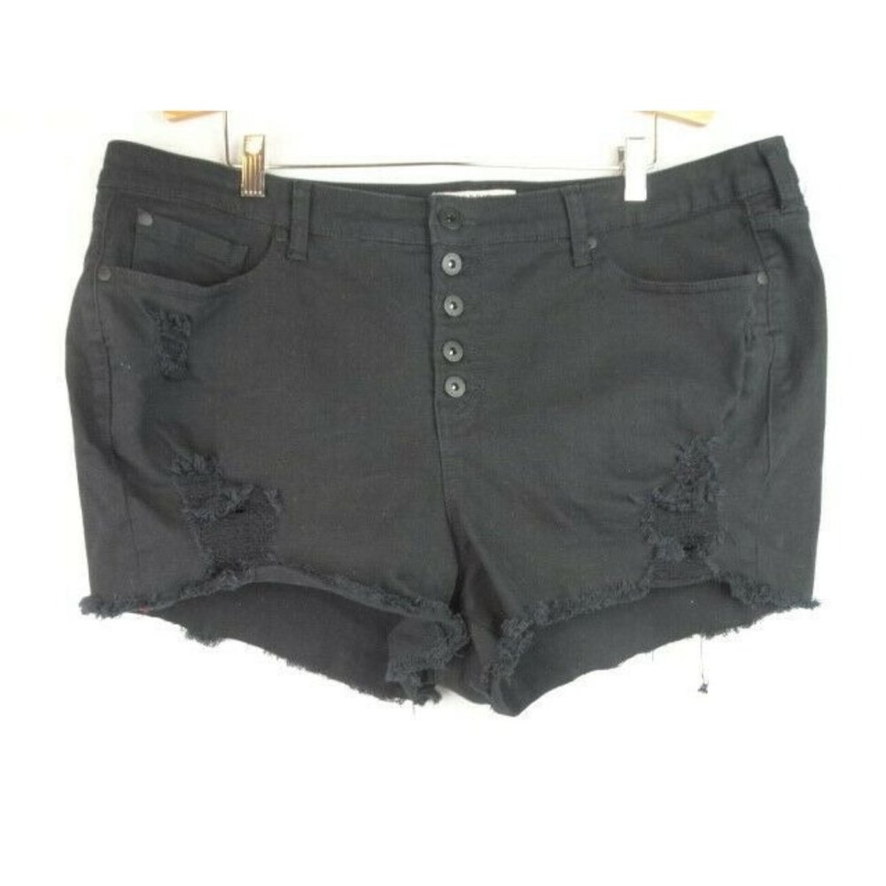 Torrid Jean Shorts Women's Size 20 Black Distressed Cutoff Denim Jean 5 Buttons